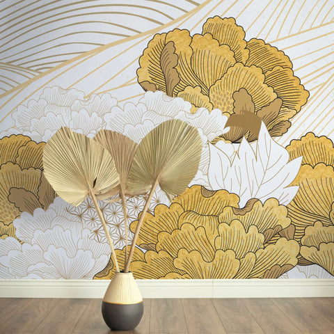 Carta Da Parati Japan Flower in TNT Effetto intonaco - 200x300 cm parete