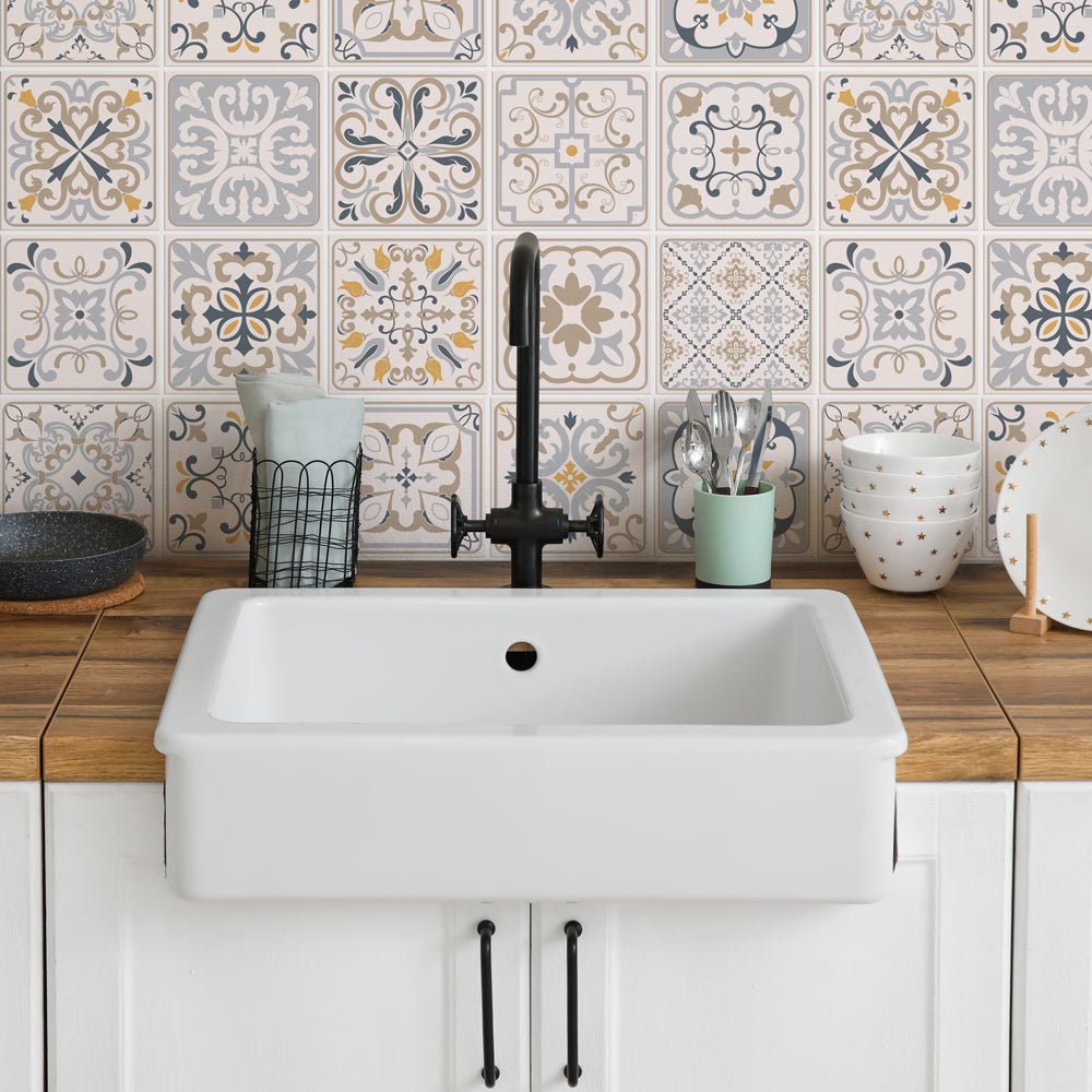 Piastrelle Mosaico Autoadesive Per Cucina, 6 Fogli 30x30 Cm, Bianco, Effetto Metallo, Impermeabili E Resistenti Al Calore