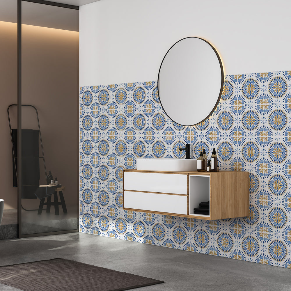 DAJAVE 40 Piastrelle Autoadesive In Vinile Effetto Marmo, 30x30 Cm, Per Pavimenti Di Bagno, Cucina E Soggiorno, Facili Da Pulire - 5