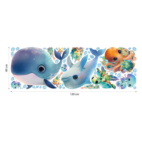 Adesivi murali per bambini Amici tra le bolle Dimensioni