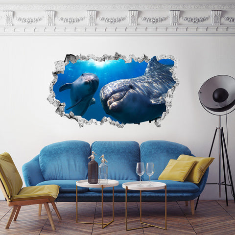 Adesivi murali Acquario delfini 3D