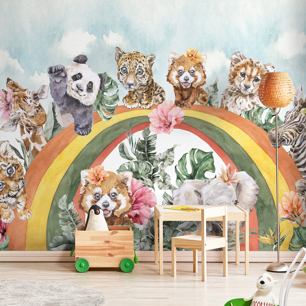 Adesivi Murali Arcobaleno Bohemien 192x112 Cm - Decorazione Per Camera Dei Bambini, Con Pois Colorati - Foto 8