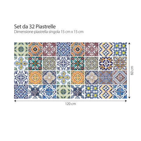 Adesivi per piastrelle colorati Fantasia di Vietri  15x15
