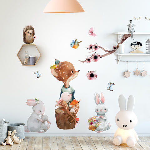 Adesivi murali per bambini Il bosco dei coniglietti Dettaglio