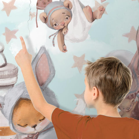 Adesivo murale per bambini Cerchio Animaletti e palloncini dettaglio