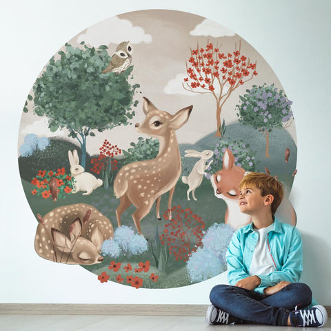 Adesivo murale per bambini Cerchio Foresta incantata