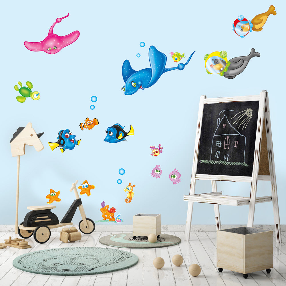 Adesivi Murali Animali Marini - Balena, Medusa, Tartaruga, Rimovibili, Per Camera Bambini - Foto 2