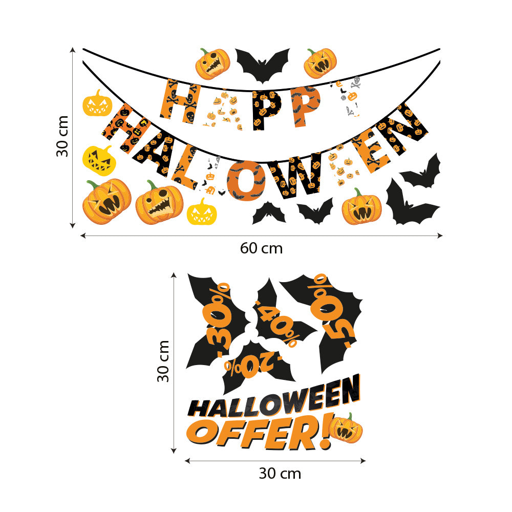 BETESSIN Festone Di Halloween Happy Birthday 60pz Adesivi Murali BETESSIN Festone Di Halloween Happy Birthday 60pz Adesivi Murali