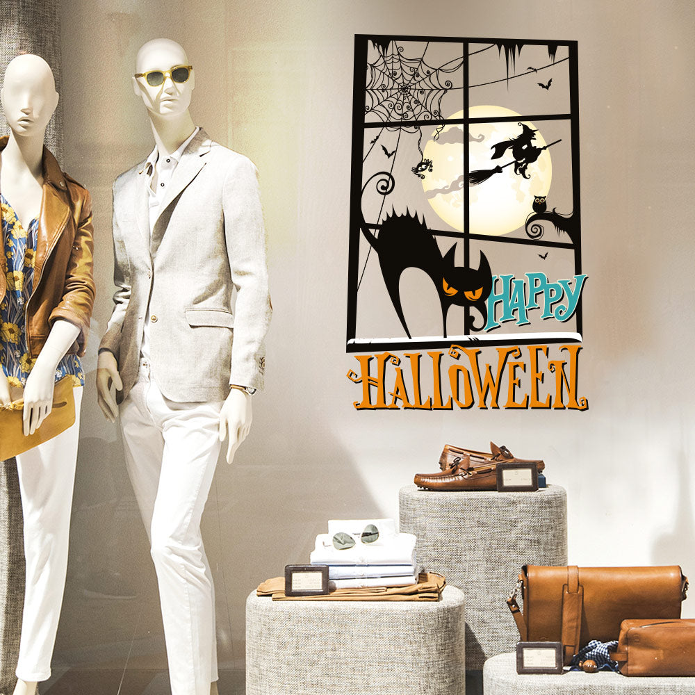 Adesivi Per Finestre Di Halloween Fantasmi Di Scheletro Strega Decorazioni Di Halloween Per Pareti Di Vetro Fornure Per Feste In Casa Stregata Di Halloween - Foto 3