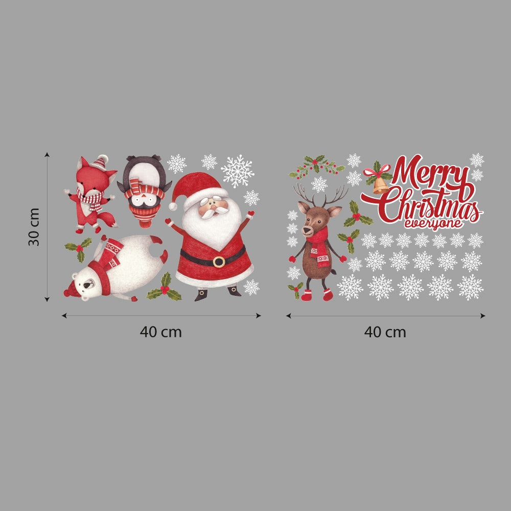 Adesivi Natalizi Per Finestre – Decorazioni Di Natale Con Babbo Natale E Fiocchi Di Neve – PVC Elettrostatico Riutilizzabile