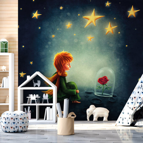 Carta da parati Piccolo Principe sulla luna - per bambini