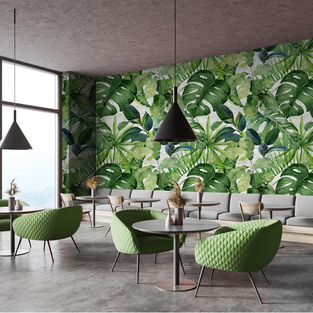 Carta Da Parati Adesiva Foglie Verde - Stile Jungle Tropicale, 44.5x300 Cm, Per Pareti E Mobili - Foto 3