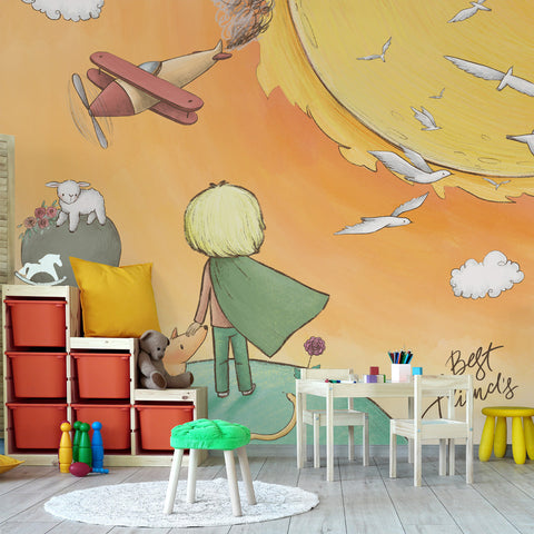 Carta da parati Piccolo Principe e il Sole - per bambini