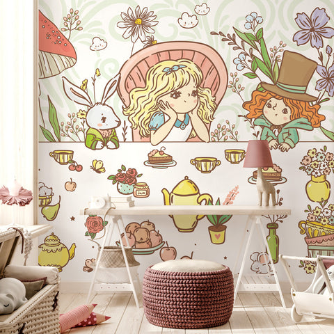 Carta da parati Alice tea party - per bambini
