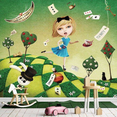 Carta da parati Alice e il coniglio bianco - per Bambini