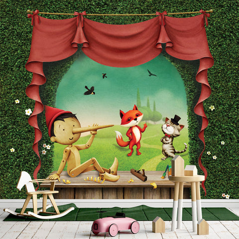Carta da parati Pinocchio, il gatto e la volpe - per Bambini