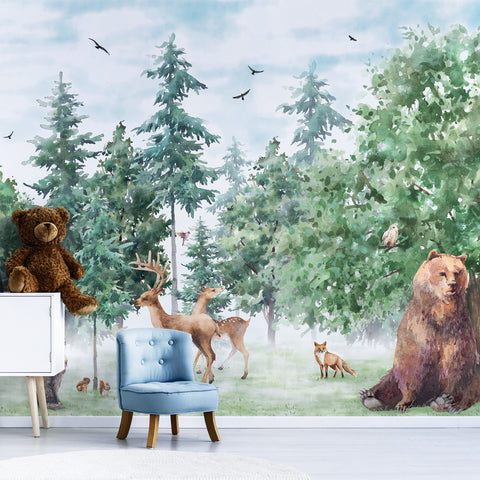 Carta da parati Animali del bosco - per bambini