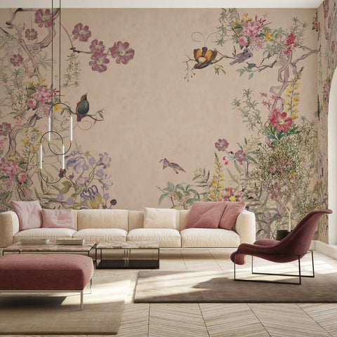 Carta da parati in Fibra di Vetro Antica chinoiserie -  soggiorno