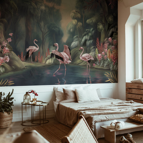 Carta da parati Flamingo Lake - Camera da letto