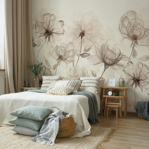 Carta Da Parati Fiori d'Incanto in TNT Effetto Muro - 500x300 cm