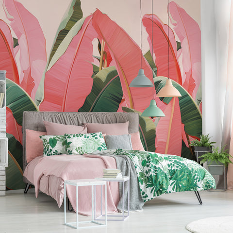 Carta da parati Tropic Pink - Camera da letto