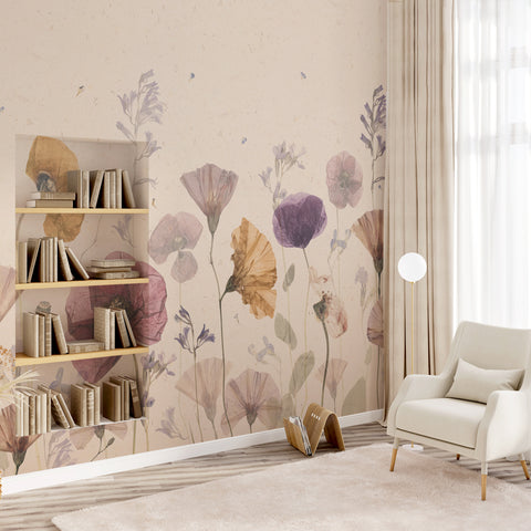 Carta da parati Decoupage floreale - soggiorno