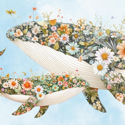 Carta da parati Balene in fiore