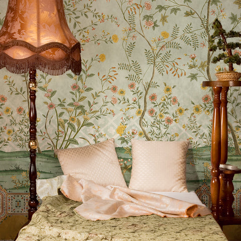 Carta da parati Chinoiserie di giada - camera da letto