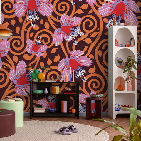 Carta da Parati Optical orchidea - soggiorno