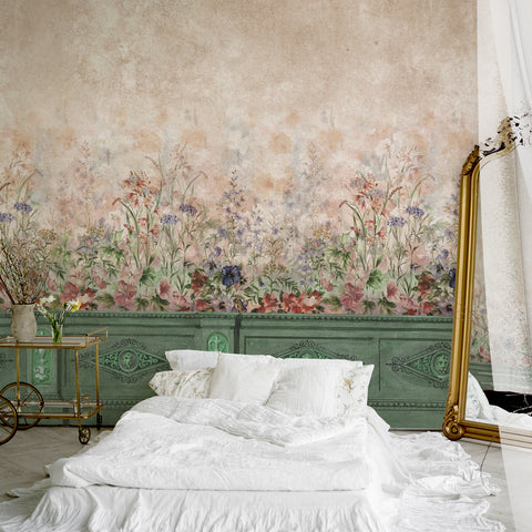 Carta da parati Boiserie floreale - per camera da letto
