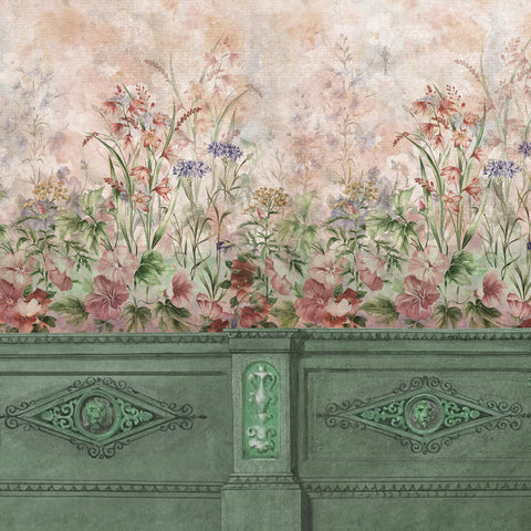 Carta da parati in Fibra di Vetro Boiserie floreale