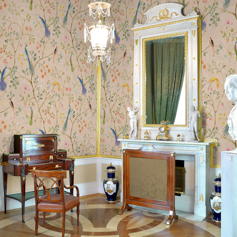 Carta da parati Chinoiserie con uccellini - soggiorno, per ufficio