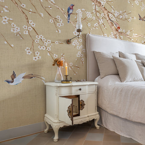 Carta da parati Fiori di neve - per camera da letto