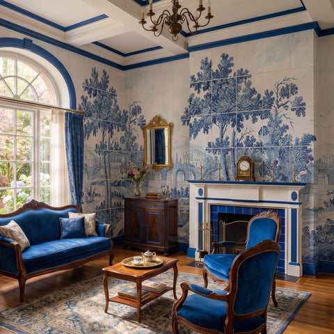 Carta da parati Azulejos - soggiorno