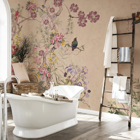 Carta da parati in Fibra di Vetro Antica chinoiserie -  bagno