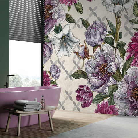 Carta da parati in Fibra di Vetro Bouquet di fiori - Bagno