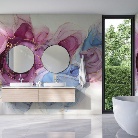 Carta da parati Chic Rose - bagno