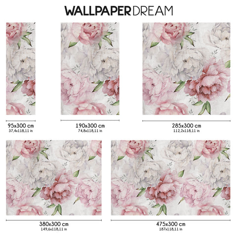 Carta da parati in Fibra di Vetro Pastel Peonies