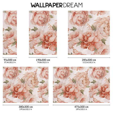 Carta da parati in Fibra di Vetro Pastel Peonies