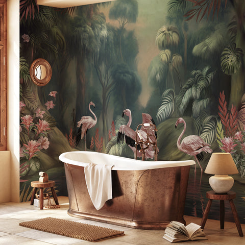 Carta da parati Flamingo Lake - Bagno