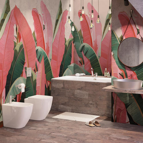 Carta da parati in Fibra di Vetro Tropic Pink - bagno