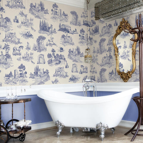 Carta da parati English Toile - bagno