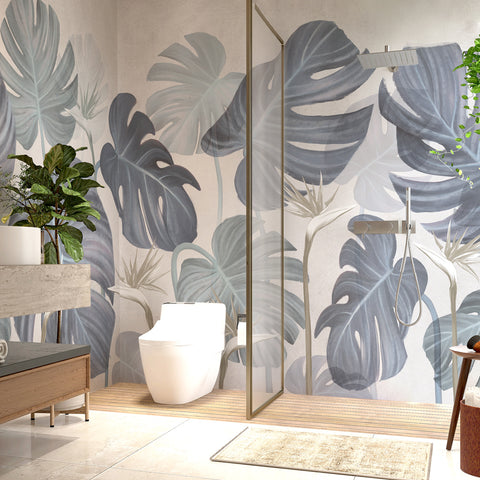 Carta da parati Monstera maestosa - box doccia, bagno