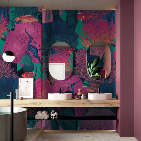 Carta da parati in Fibra di Vetro Deep purple - bagno