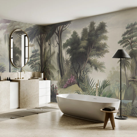 Carta da parati in Fibra di Vetro Paesaggio tropicale - bagno