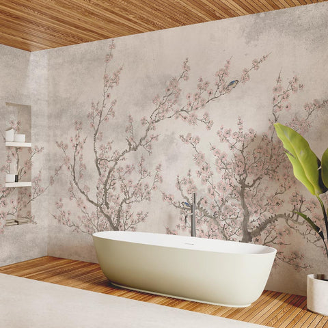Carta da parati Fiori di pesco - bagno