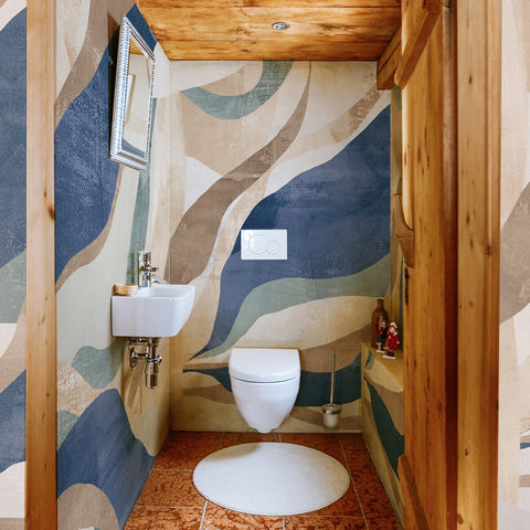 Carta da Parati Spirale blu - bagno