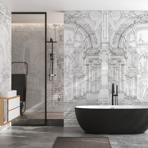 Carta da Parati Sogno architettonico - bagno, box doccia