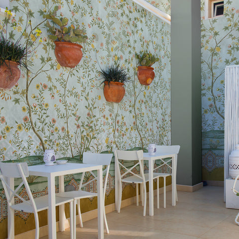 Carta da parati Chinoiserie di giada - ambienti esterni