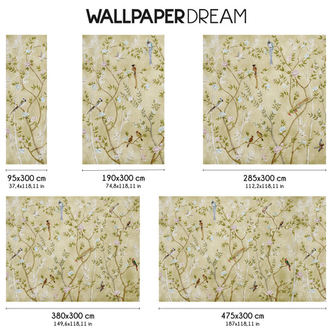 Carta da parati in Fibra di Vetro Chinoiserie Dorata